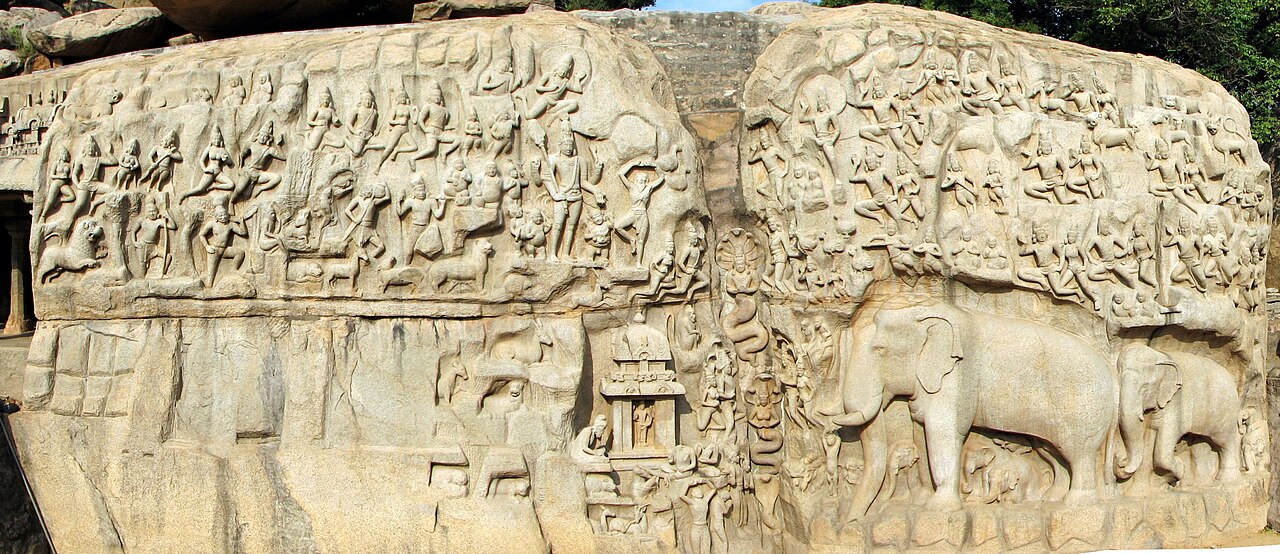 'Descent of the Ganges' (Arjuna's Penance), a giant rock relief at Mamallapuram
