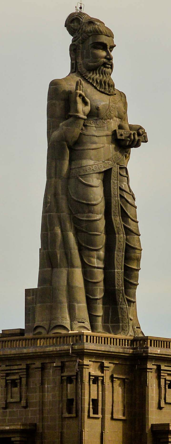 The 133-foot Thiruvalluvar Statue off Kanyakumari